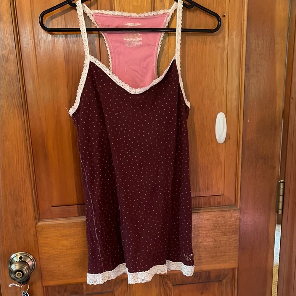 American Eagle Outfitters Pink Lace Detail Top